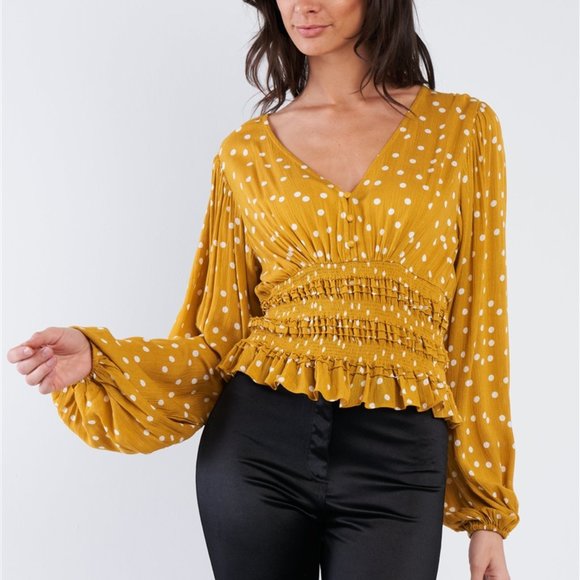 Tops - Polka Dot Top - Yellow